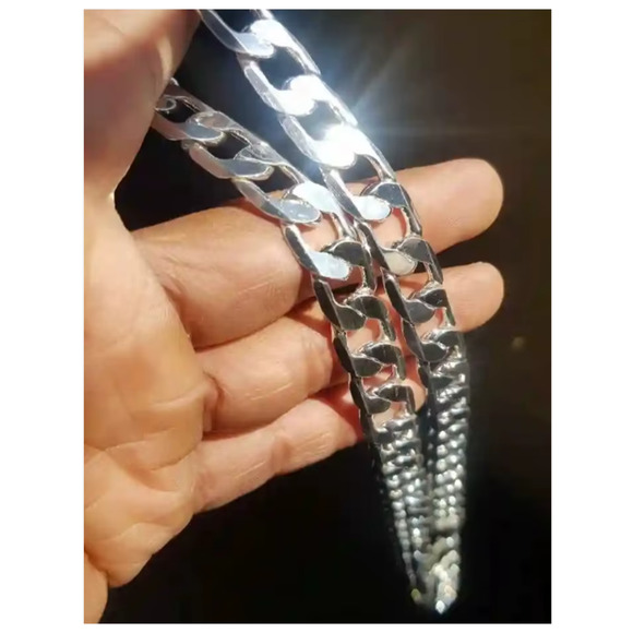 Flat Curb chain - Necklace -  silver - 10mm / 20" - Picture 3 of 3